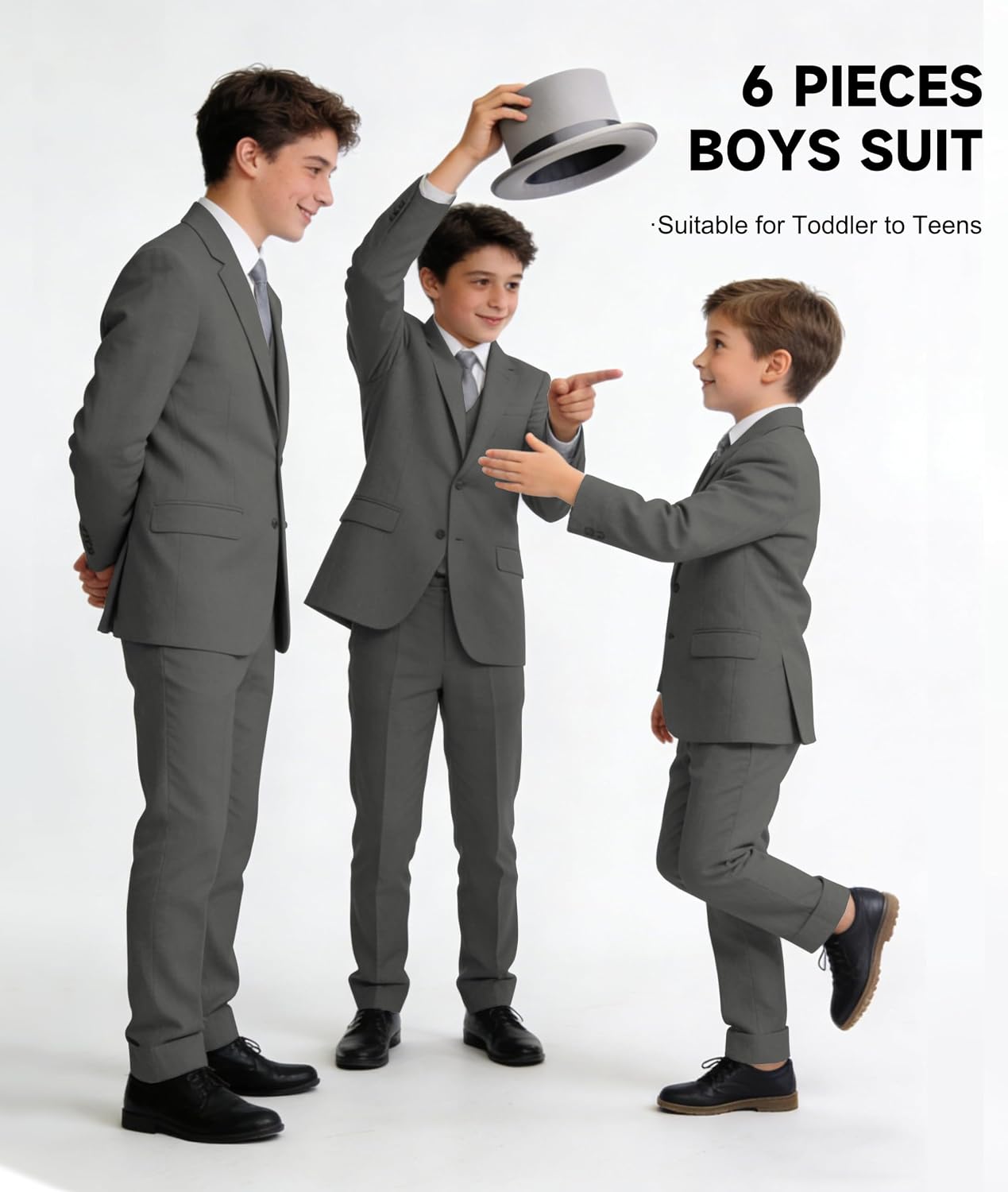 Boys Suits Wedding Ring Bearer Outfits Kids Dress Clothes with Bowtie,Tie image 5