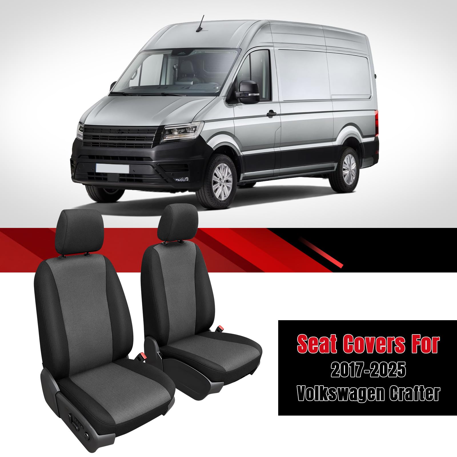 Sitzbezüge Auto für 2017-2025 Volkswagen Crafter, Vordersitze Sitzbezug | Autositzbezüge Auto-Sitzschoner Schonbezüge Sitzauflagen