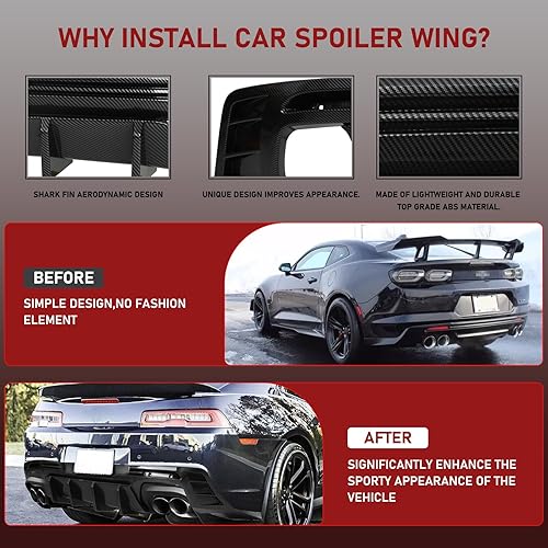 Miniatura 5 de KKoneAuto Difusor de parachoques trasero compatible con Camaro LS LT LT1 SS ZL1 RS Convertible 2016-2022 y Coupe 2 puertas, 3 piezas, cenefa