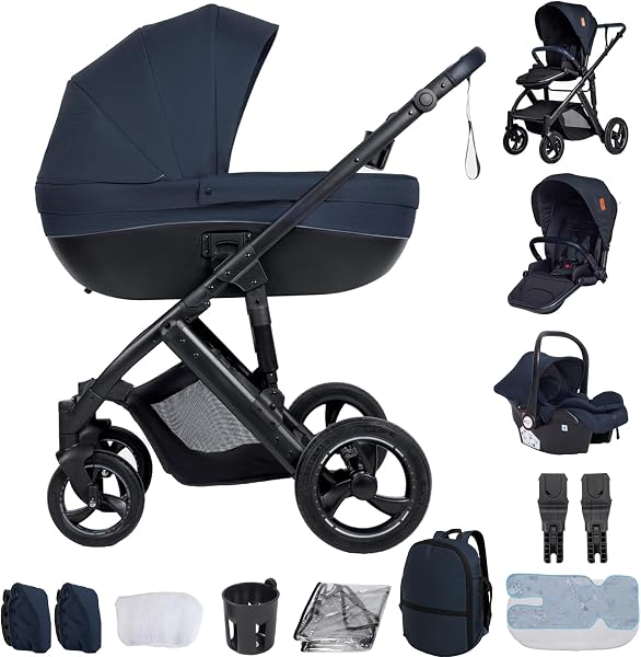 Travel System 3 in 1, from Newborn to Toddler, All-Terrain, One-Hand Fold, High-seat Baby Stroller, Convertible Pram - 1