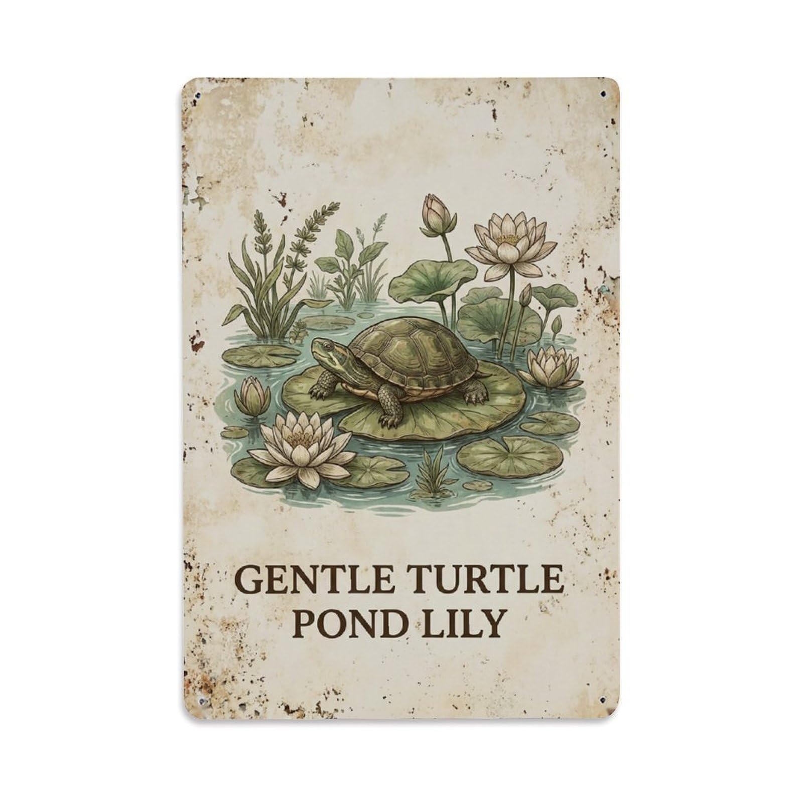 Okngb Style Whimsical Turtle Animal Quote Vintage Rustic Heritage Metal Tin Sign Plaque Wall Decor For Cafe, Man Cave, Club Bar, Office, Home Garden Round Metal Poster 8X12inch