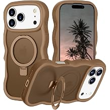iPhone 17 Pro Case,Wave Design Slim Thin Magnetic Compatible with Magsafe Foldable Ring Kickstand Translucent Matte Design Shockproof Phone Cover for iPhone 17 Pro 6.3",Desert Titanium