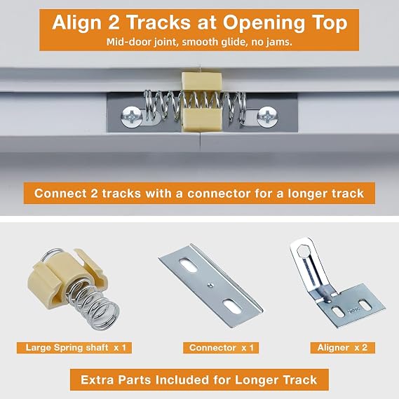 Bifold Door Hardware Kit, 2-Pack 36-Inch Bi-fold Closet Door Track Kit Bifold Closet Door Hardware Kit Folding Door Hardware Repair Replacement Tool Kit