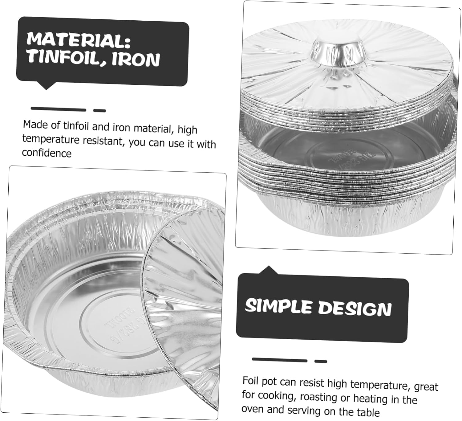 1set Picnic Tinfoil Pot Food Baking Tinfoil Pot Baking Dishes Lids Covered Foil Food