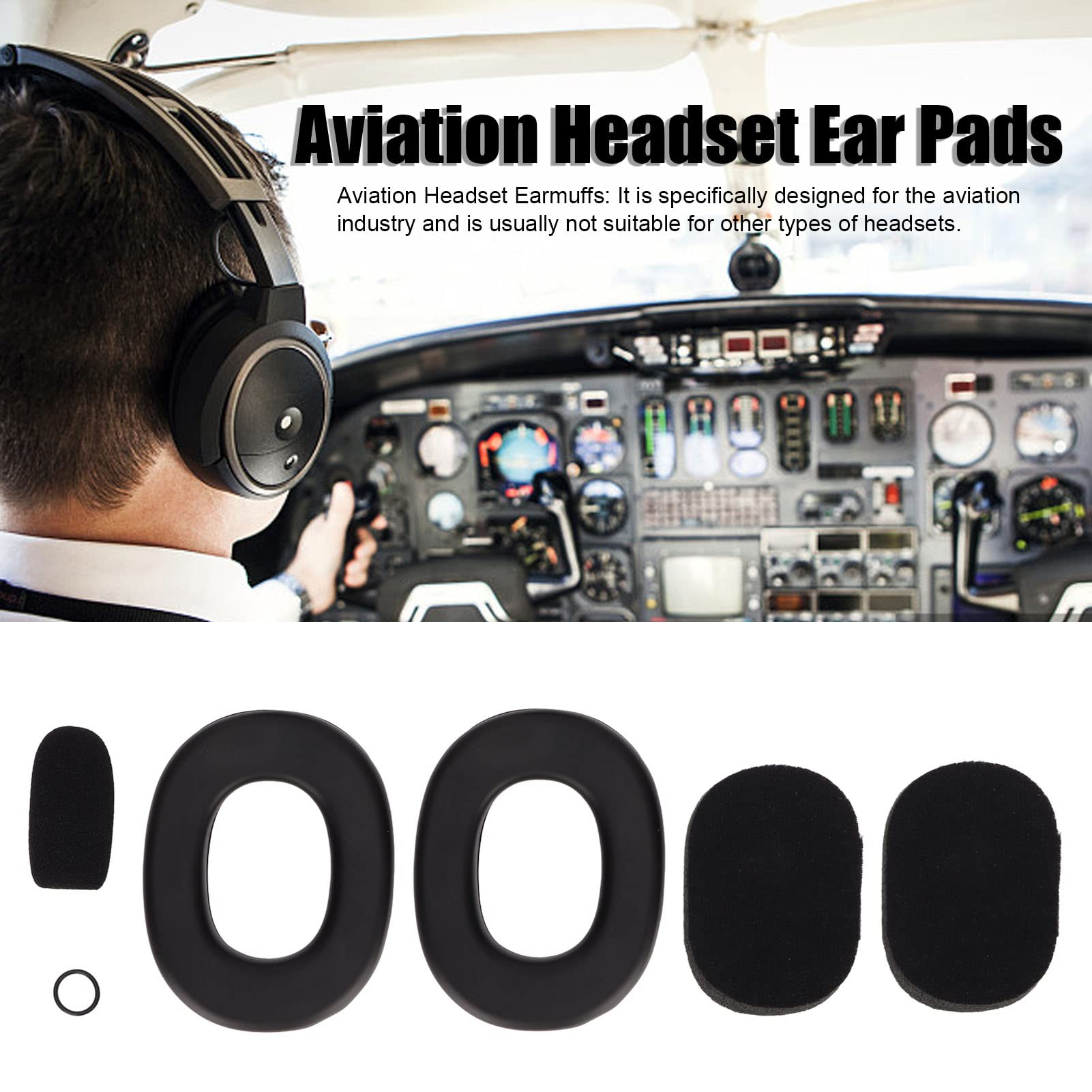 Aviation Headset Ear Pad, Noise Reduction Silicone Ear Cushions, for David Clark, for Avcomm, for Pilot USA, for ASA, for Flightcom Headsets