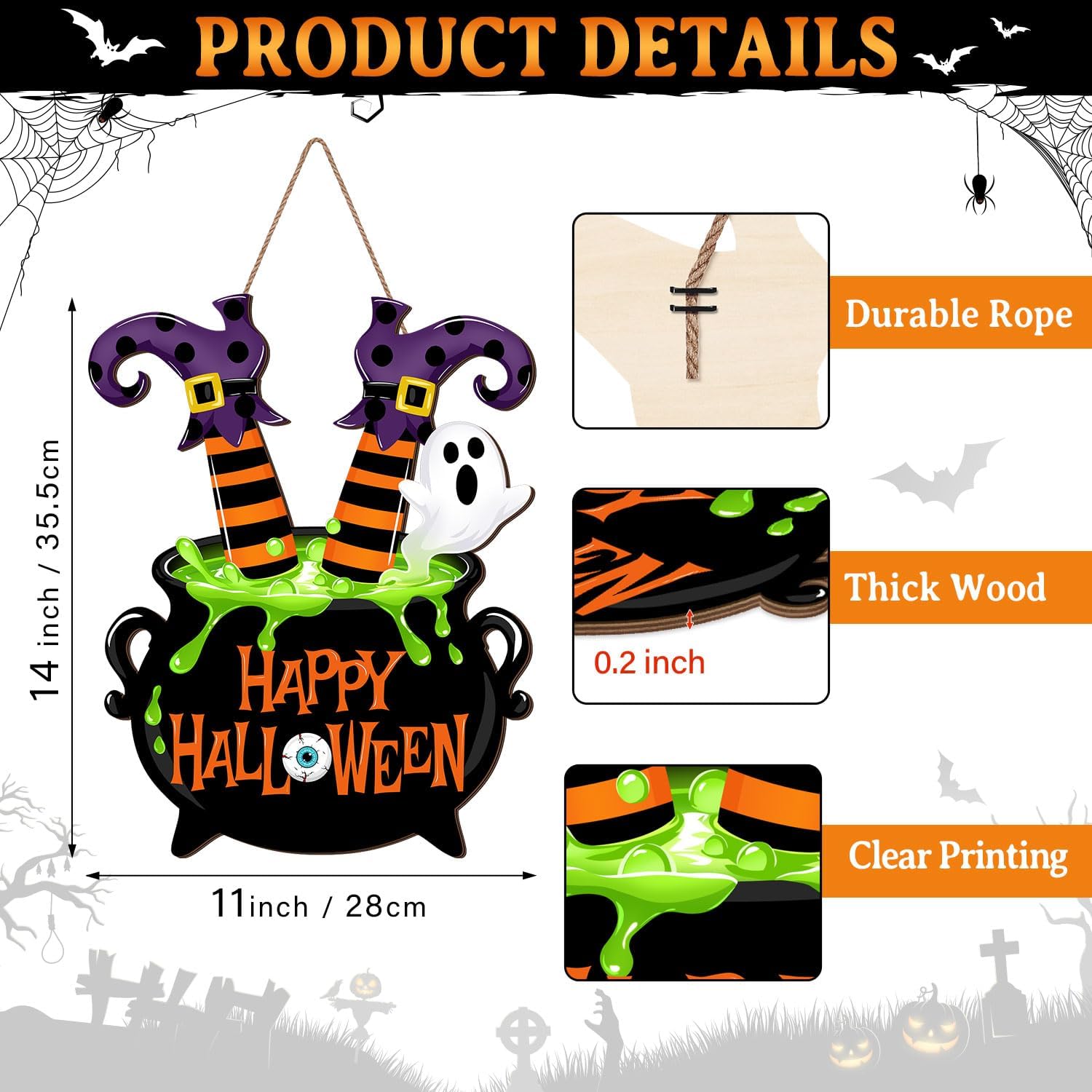 Halloween Witches Door Sign Witch Legs Cauldron Wreath Hanging Decorations