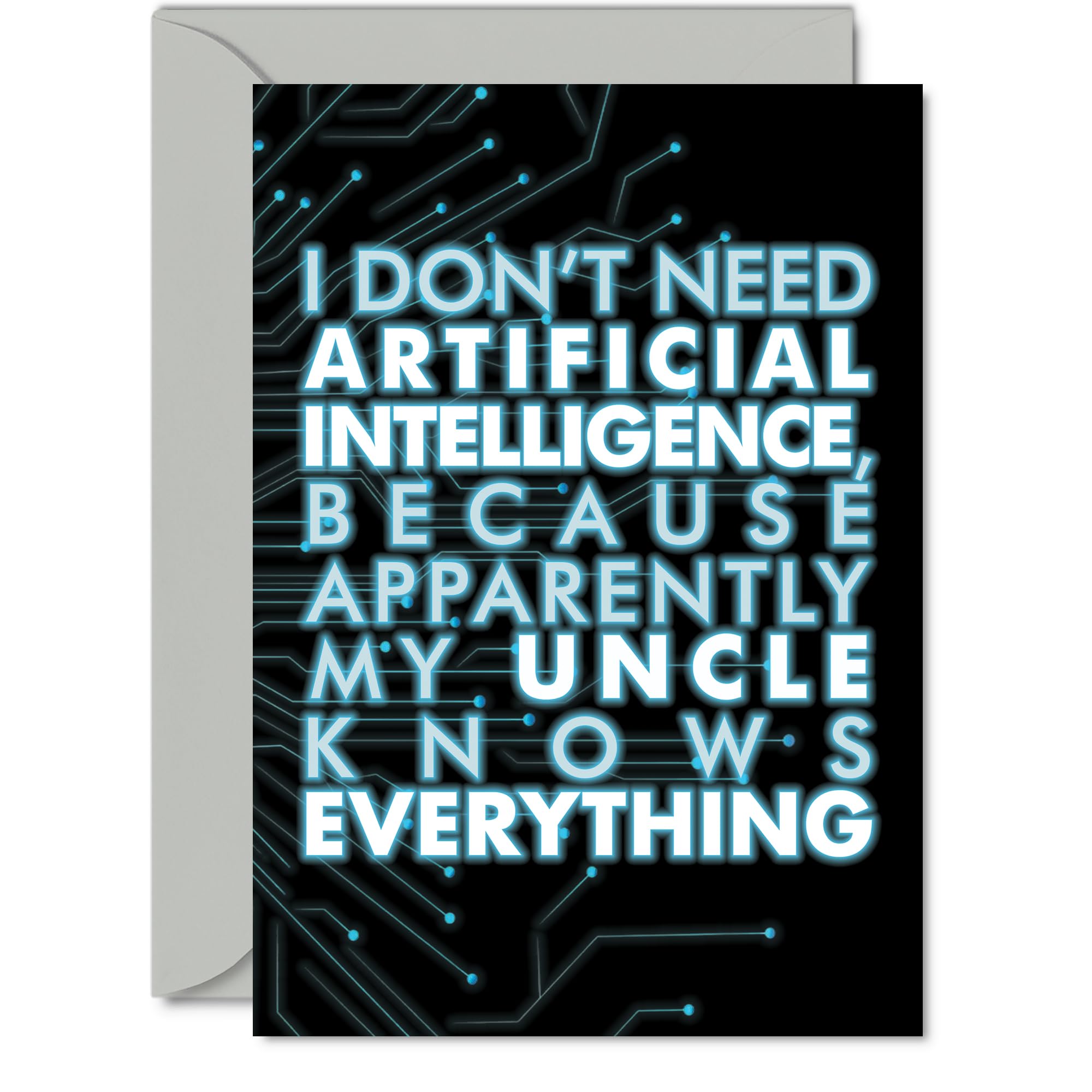 Uncle Birthday Card - AI Party - Happy Birthday Card for Uncle from Nephew Niece, 5x7 Inch knows Bday Greeting Cards