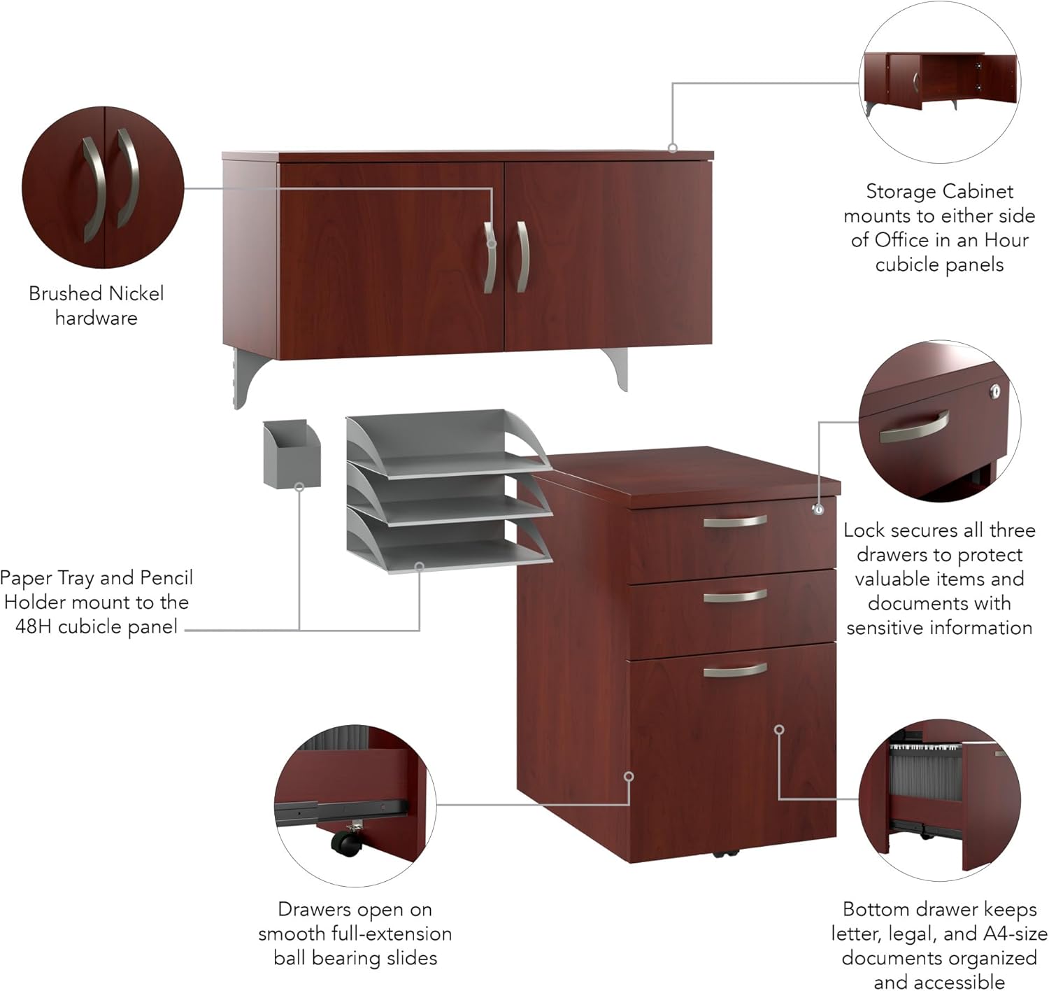 Bush Business Furniture Office in an Hour Storage Cabinet with Accessories in Hansen Cherry