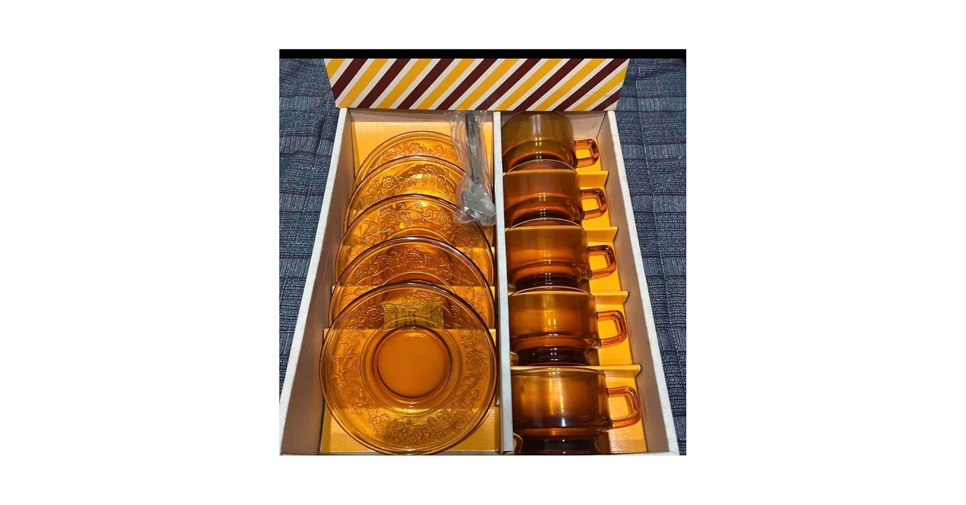 Amazon | 曽我ガラス アンバー ティーカップ 5客セット 昭和