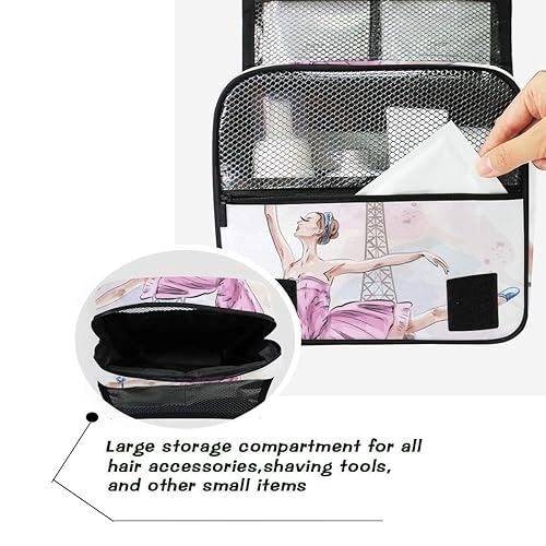 Miniatura 5 de Paris - Bolsa de aseo colgante para mujer, de la Torre Eiffel, bailarina, bailarina, de gran capacidad, para viajes, negocios, cosméticos, bolsa de