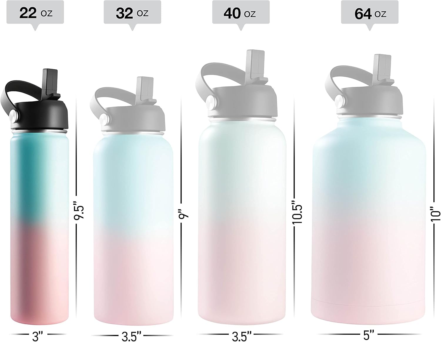 Stainless Steel Insulated Water Bottle and Travel Mug for Hot and Cold Beverages, Wide Mouth, Double Wall Insulated Hydration Sports Water Bottle for Hiking, Biking, Outdoor, 22 OZ BPA Free - Image 4