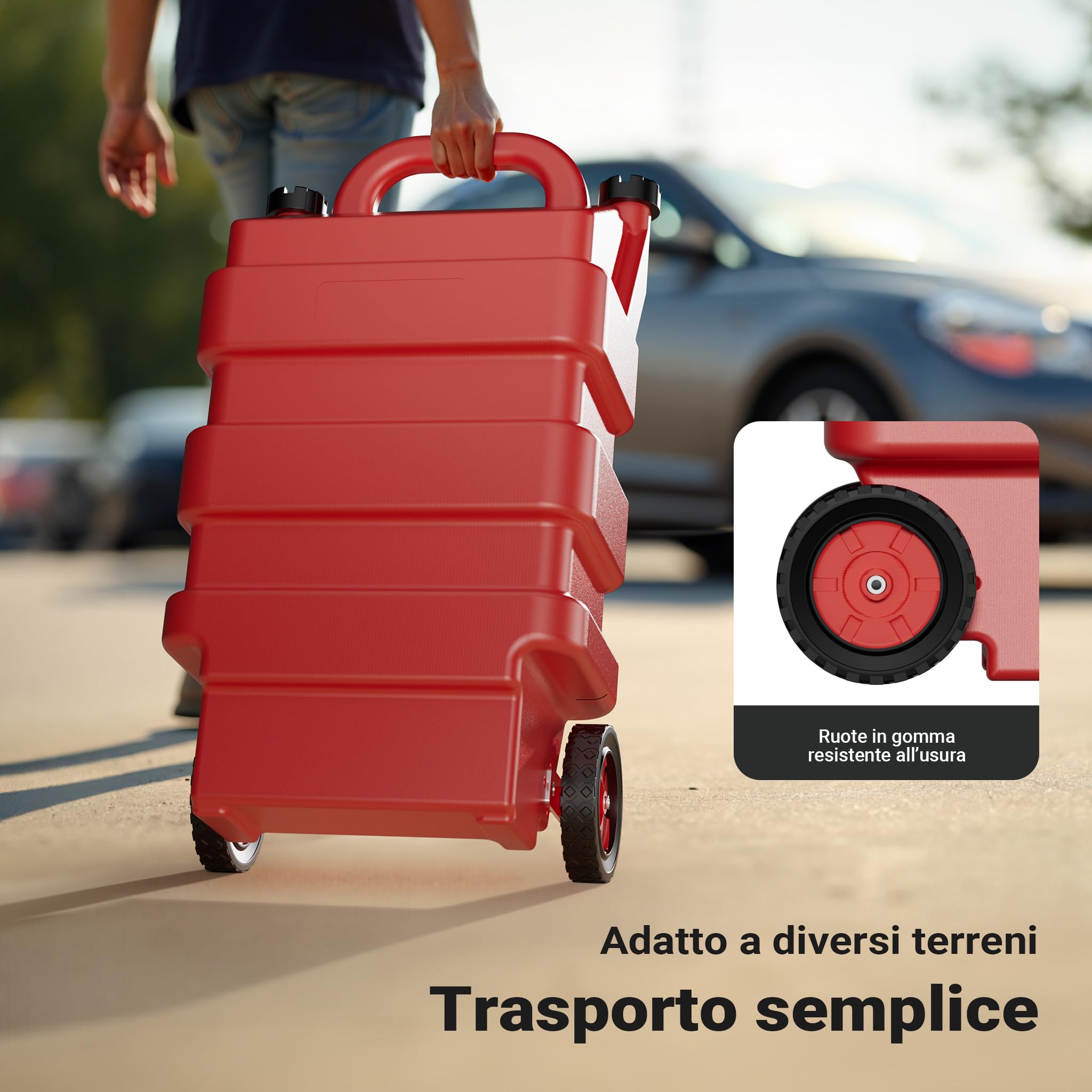 Wiltec Serbatoio per trasporto gasolio e benzina da 60 l con pompa 75W da 14 l/min, serbatoio carburante portatile, contenitore mobile per carburante