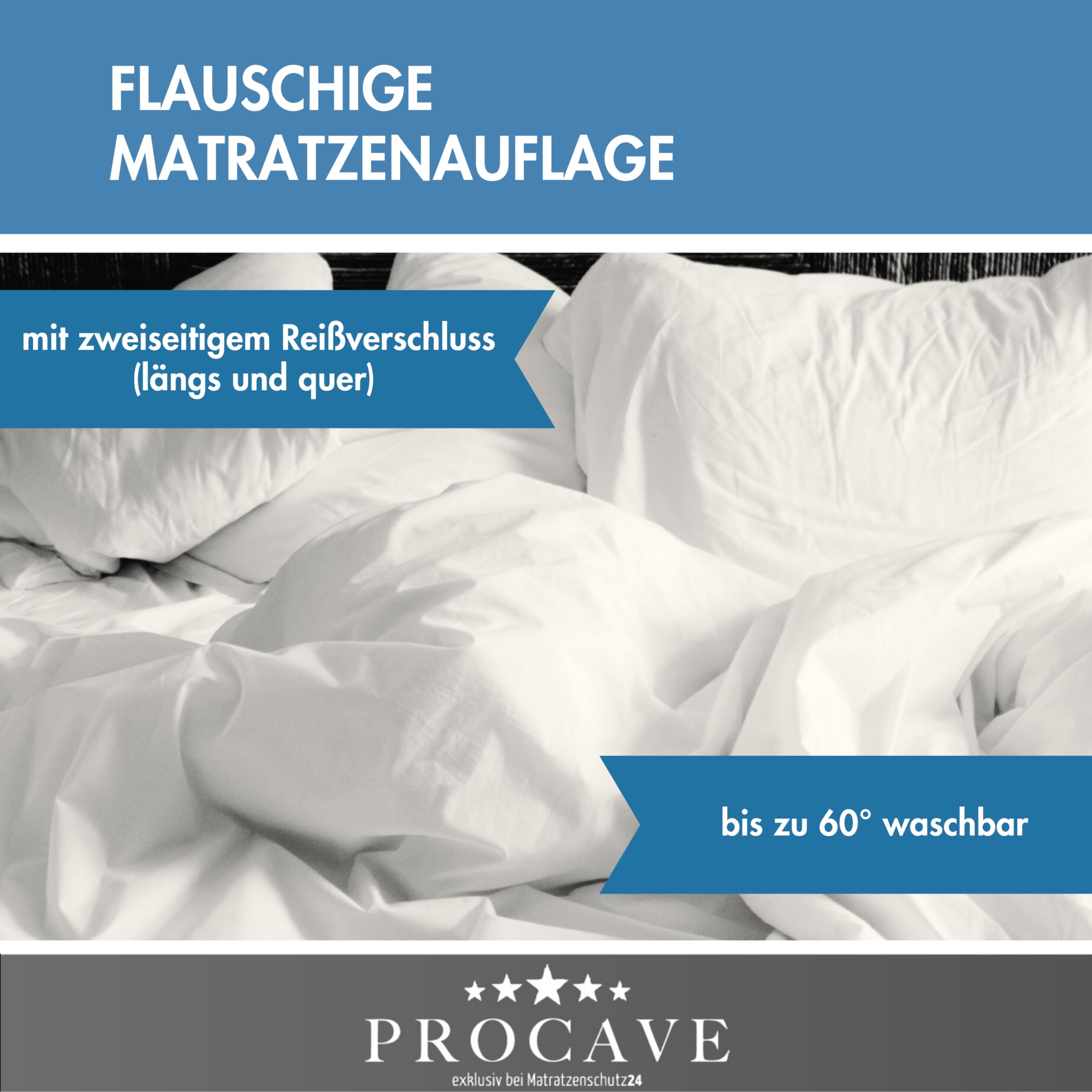 PROCAVE Matratzenbezug 100x200 cm Frottee unversteppt | Matratzen-Höhe 16-22cm | Matratzenschoner