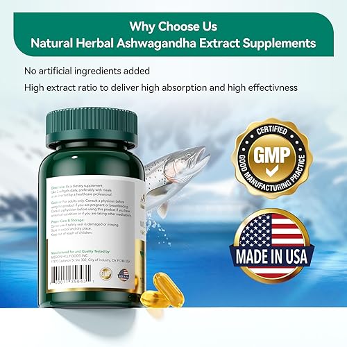 Miniatura 6 de Aceite de pescado salvaje de Alaska Omega-3 (1000 mg)  Apoya la salud del corazón, el cerebro y las articulaciones (1 botella, 60 cápsulas blandas,