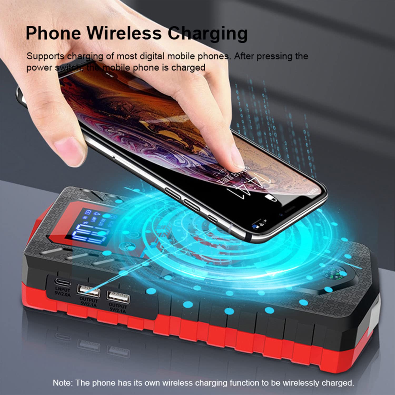 Démarreur De Voiture 8000A + Compresseur Air 150 PSI - Batterie 8000 MAh, écran LCD, Recharge USB-C