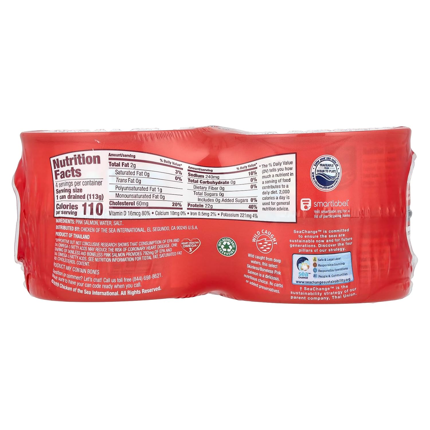 Chicken of the Sea Skinless Boneless Pink Salmon, 20 Ounce -- 6 per case.
