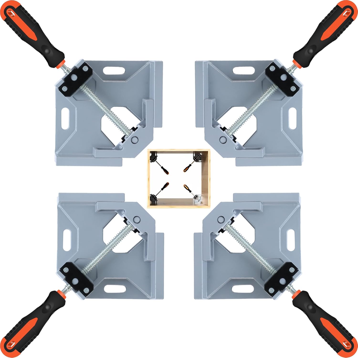 4PCS 90° Right Angle Corner Clamps for Woodworking, Cabinet Assembly, Drawer and Frame Construction, Welding Heavy Duty Aluminum Alloy Adjustable Clamp Tools with 2.75" Capacity