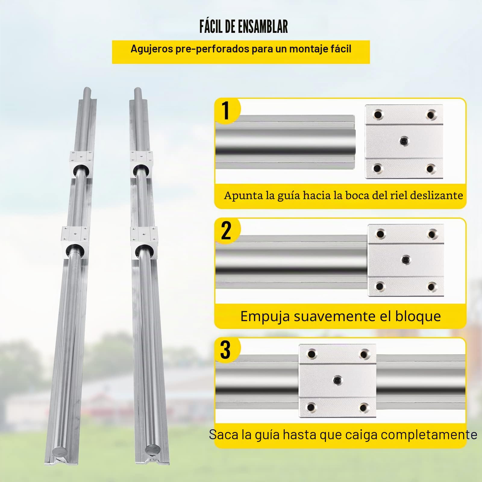 VEVOR Riel Lineal SBR20 + 3 Husillos de Bolas RM1605-350/650/1,050mm + BK/BF 12 Kit CNC, Carril Guía Lineal en Miniatura para Fresadora CNC/Amoladora CNC/Impresión de Máquinas Industriales