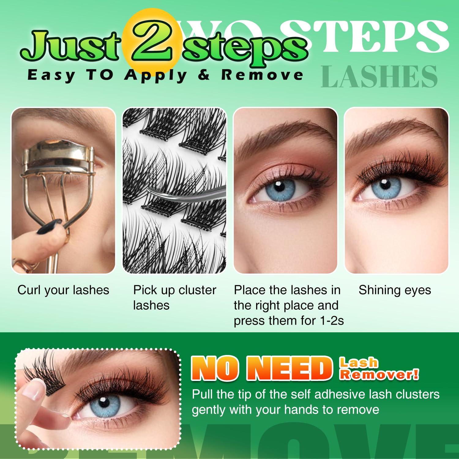 Self Adhesive Lash Clusters, 240 Pcs Individual Eyelashes No Glue Needed, 8–16mm Fluffy Wispy Cluster Lashes, DIY Lash Extension Kit for Natural Volume Look with Tweezers