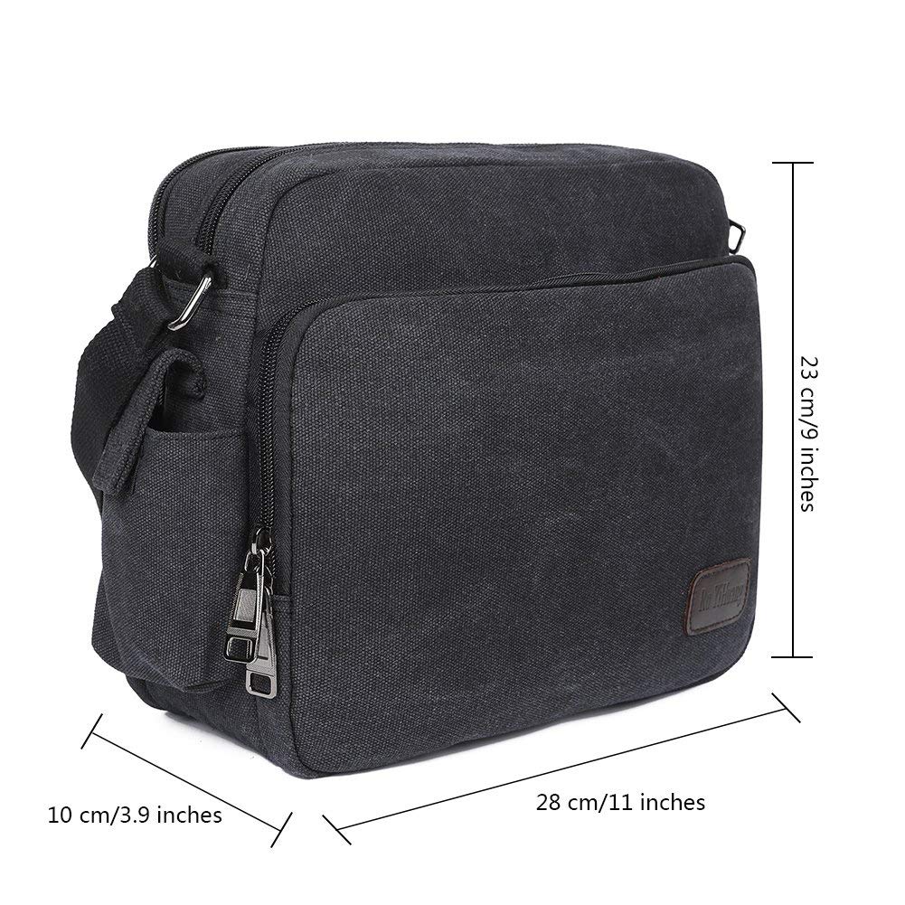 EGOGO Borse a Tracolla Uomo di Tela Borsa a Spalla Vintage Messenger Bag Sacchetto di Libro per Scuola Tasche da Viaggio Outdoor Sport Tasca E527-1 (Nero)