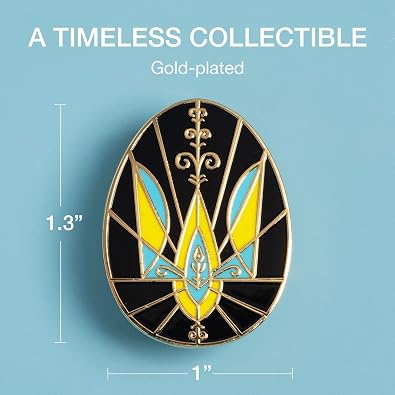 Ukrainian Easter Egg (Pysanky) Collection Pendant Pin for Women - Trident Design