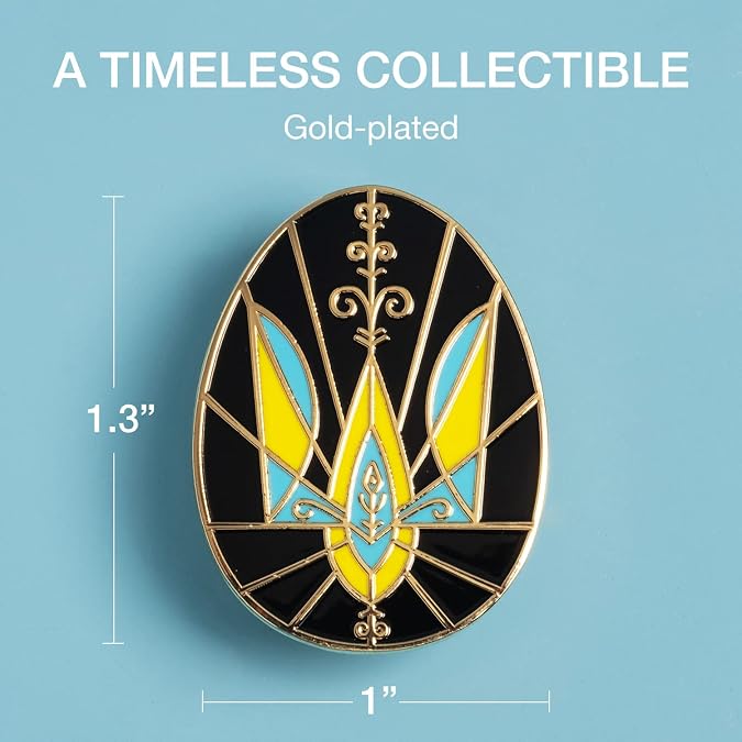 Ukrainian Easter Egg (Pysanky) Collection Pendant Pin for Women - Trident Design