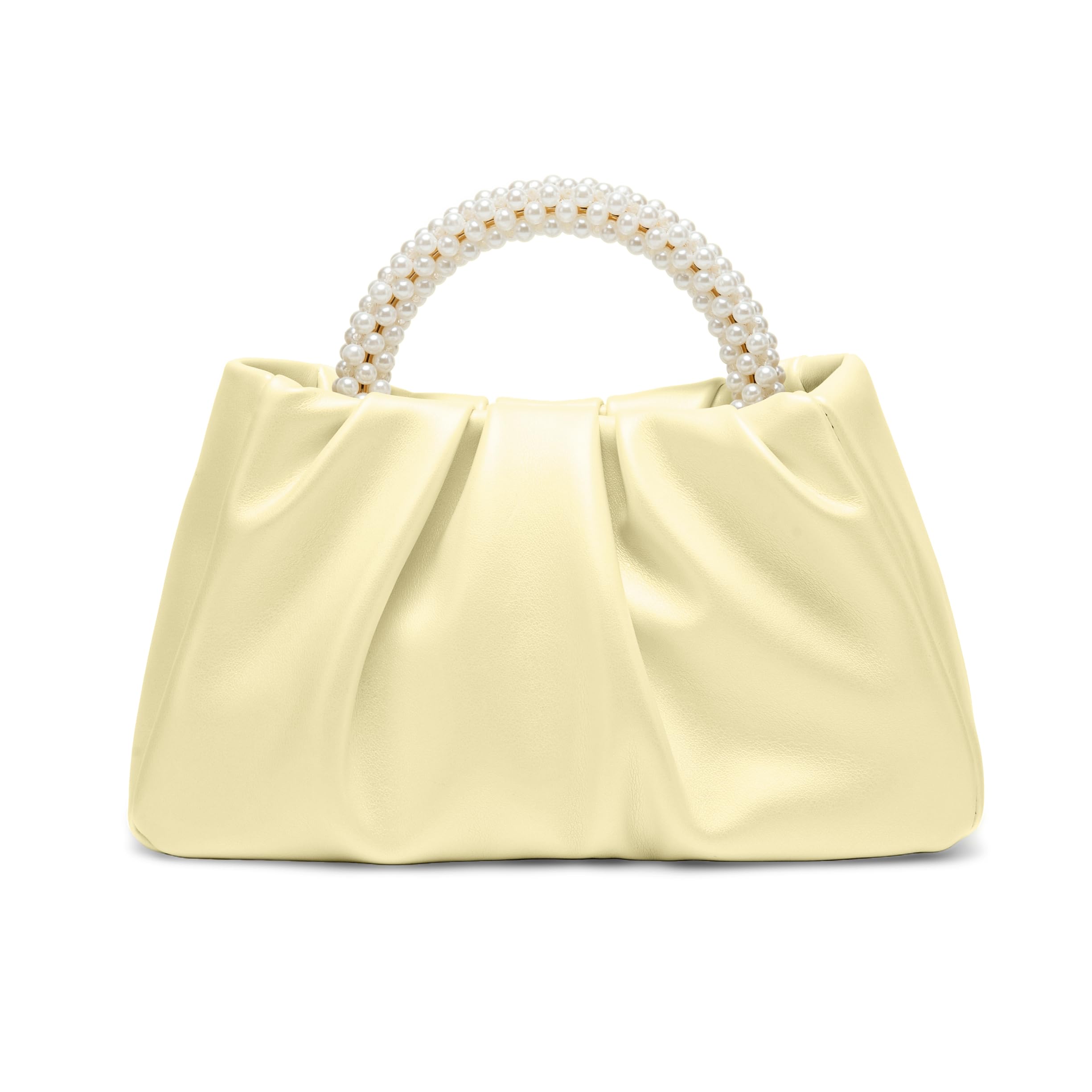 Beatfull Evening Purse Women Small Pearl Handbags Soft Leather Ruched Bag Wedding Bridal Clutch Party Prom Crossbody Purses