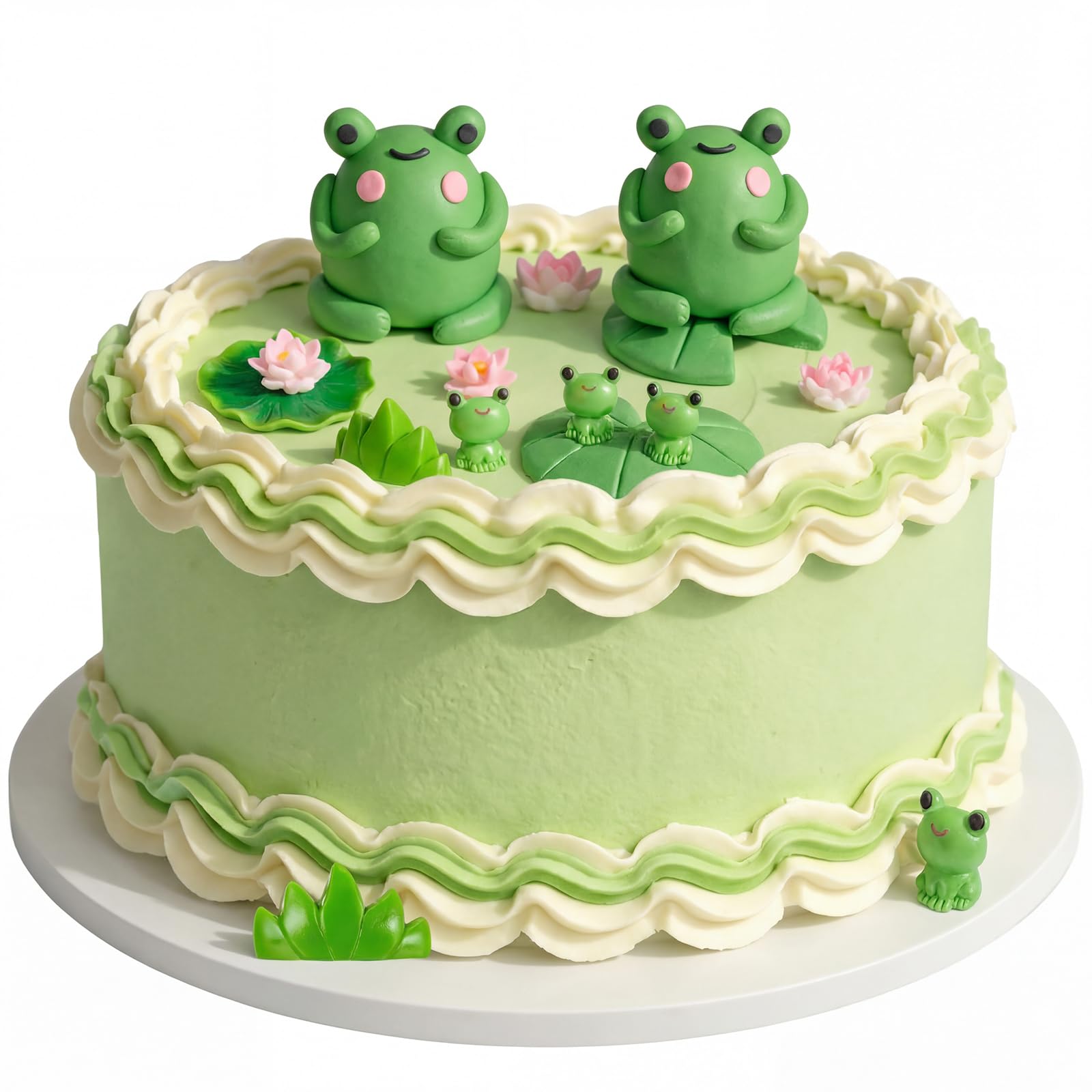Leinuosen 24 Pcs Frog Cake Topper Frog Cake Decorations Lotus Flowers Decor