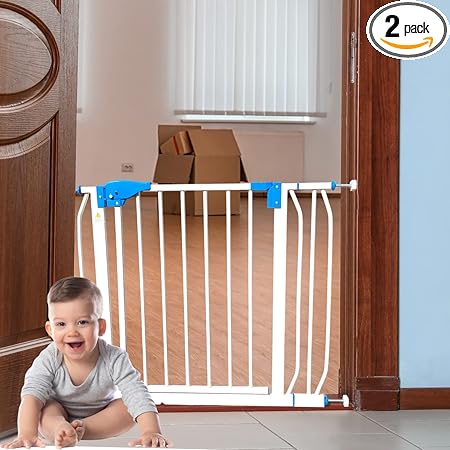 Kiddale Auto Close Baby Safety Gate(87-96 cm) for toddlers, Pets| Suitable for HOME INSIDE Doors | 3ft Gate with Double Locking Mechanism & Auto Closure| Stairs,Kitchen,Balcony| Child Safety Door for Protection