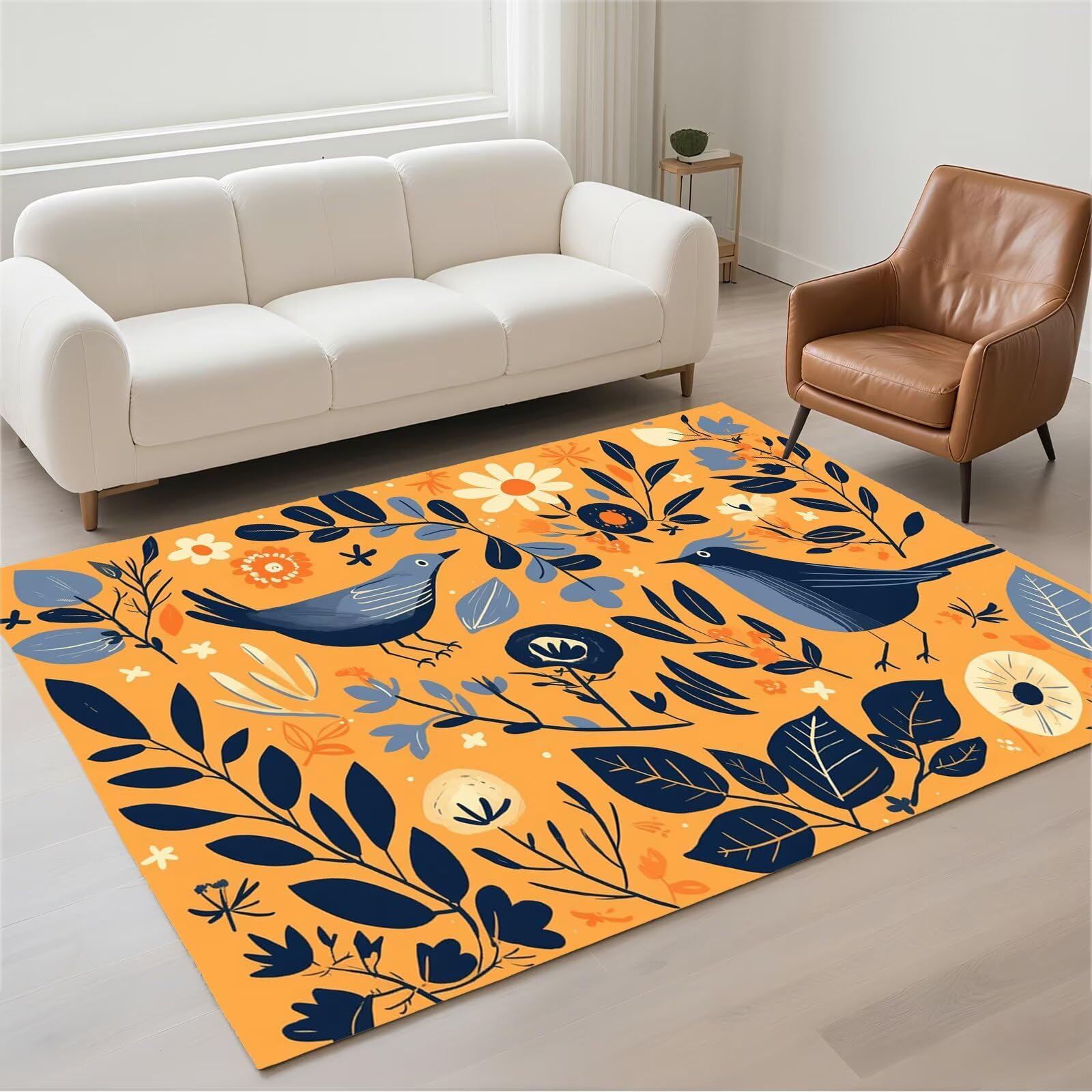 Tapis de salon orange 100x200cm lavable et moderne pour couloir