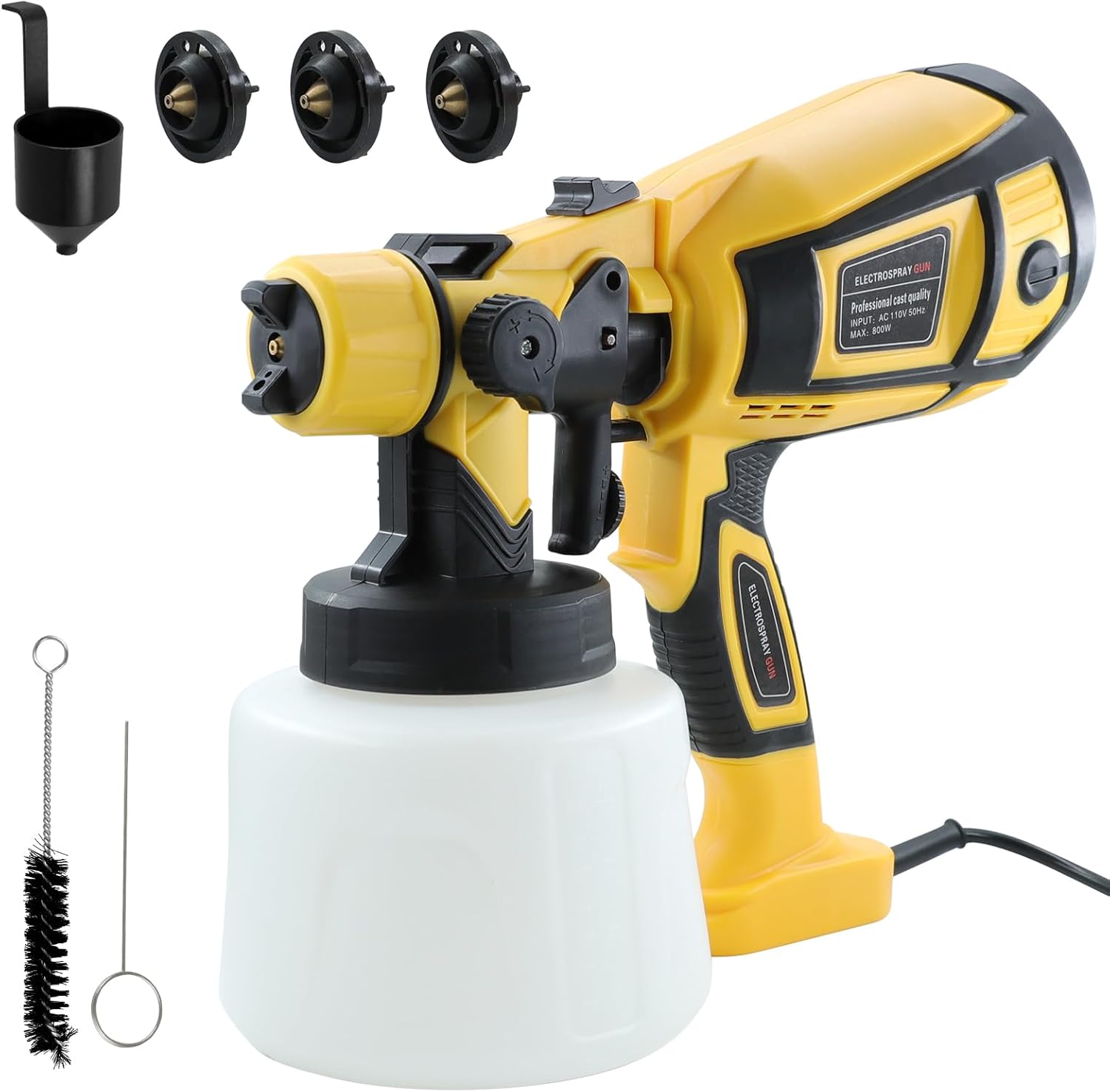 Paint Sprayer, 700w Electric Paint Spray Gun with Blowing & Cleaning Joints, 3 Nozzles & 3 Patterns, 1400ml Large Container,Easy to Clean HVLP Sprayer for Cabinets, Furniture, Fence, Walls