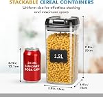 Shazo Airtight Food Storage Containers with Lids - 6 PC BPA Free Clear Plastic Cereal Containers with Easy Lock Lids for Kitchen and Pantry Organization for Snacks and Pasta - 1.2L