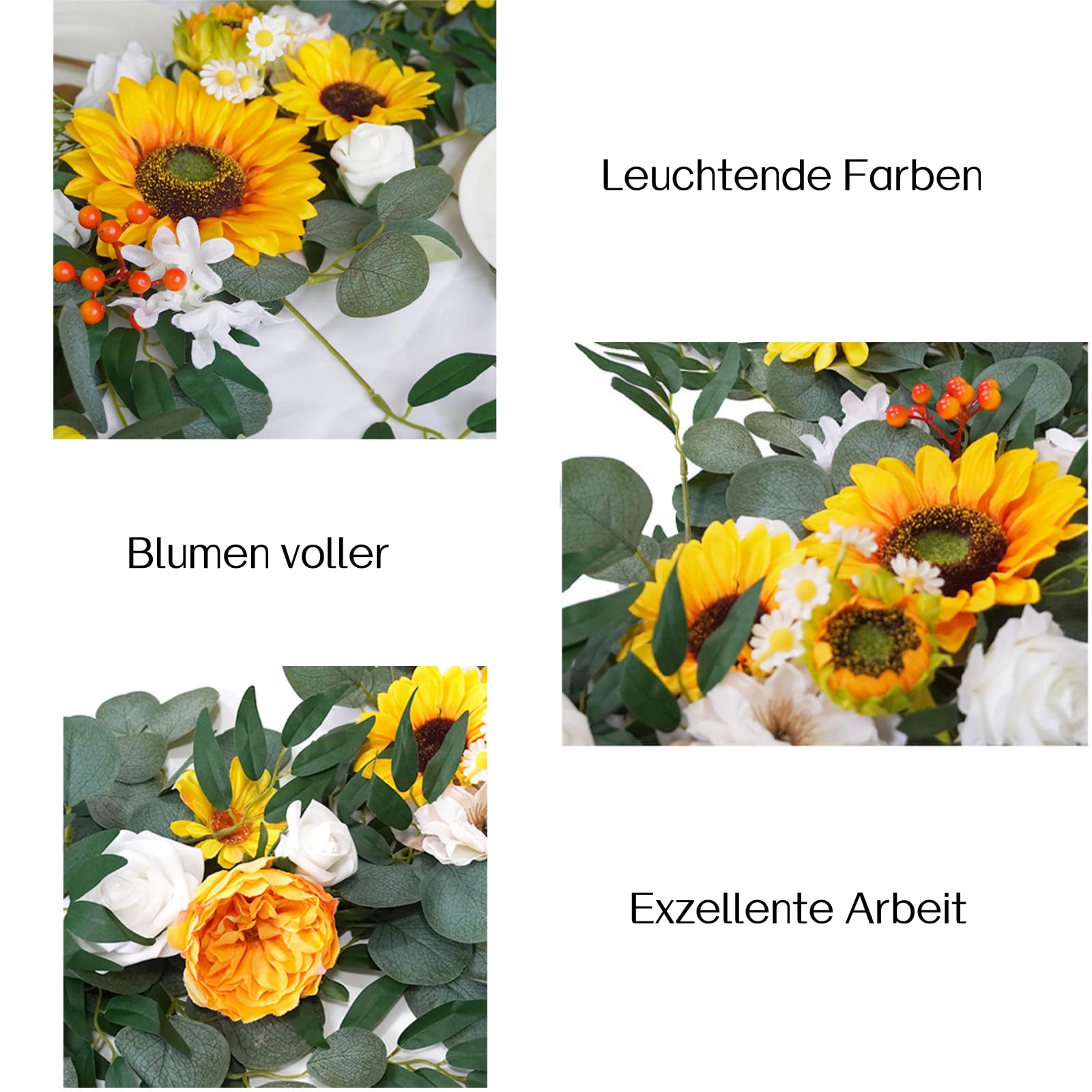 Hochzeit Rosenrebe Girlanden, 180 cm Künstliche Blumengirlande, Kunstblumen Eukalyptus Girlande Hängende Girlande, Künstliche Pflanze für Hintergrund Party Dekor (Weiß)