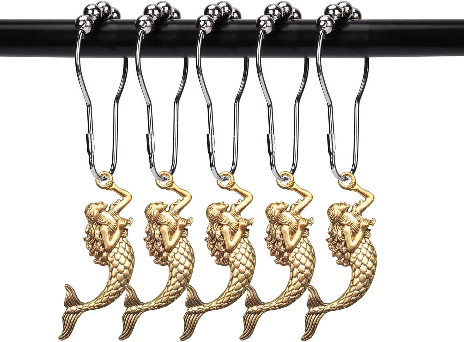 ZILucky 12Pcs Mermaid Decorative Shower Curtain Hooks