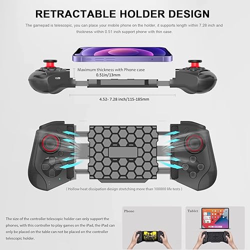 Miniatura 3 de Joso Mobile Game Controller for iPhone Android PC Phone Controller Joystick for iPhone 14 13 12 Pro Max iPad Tablet Galaxy S22 Ultra COD Mobile