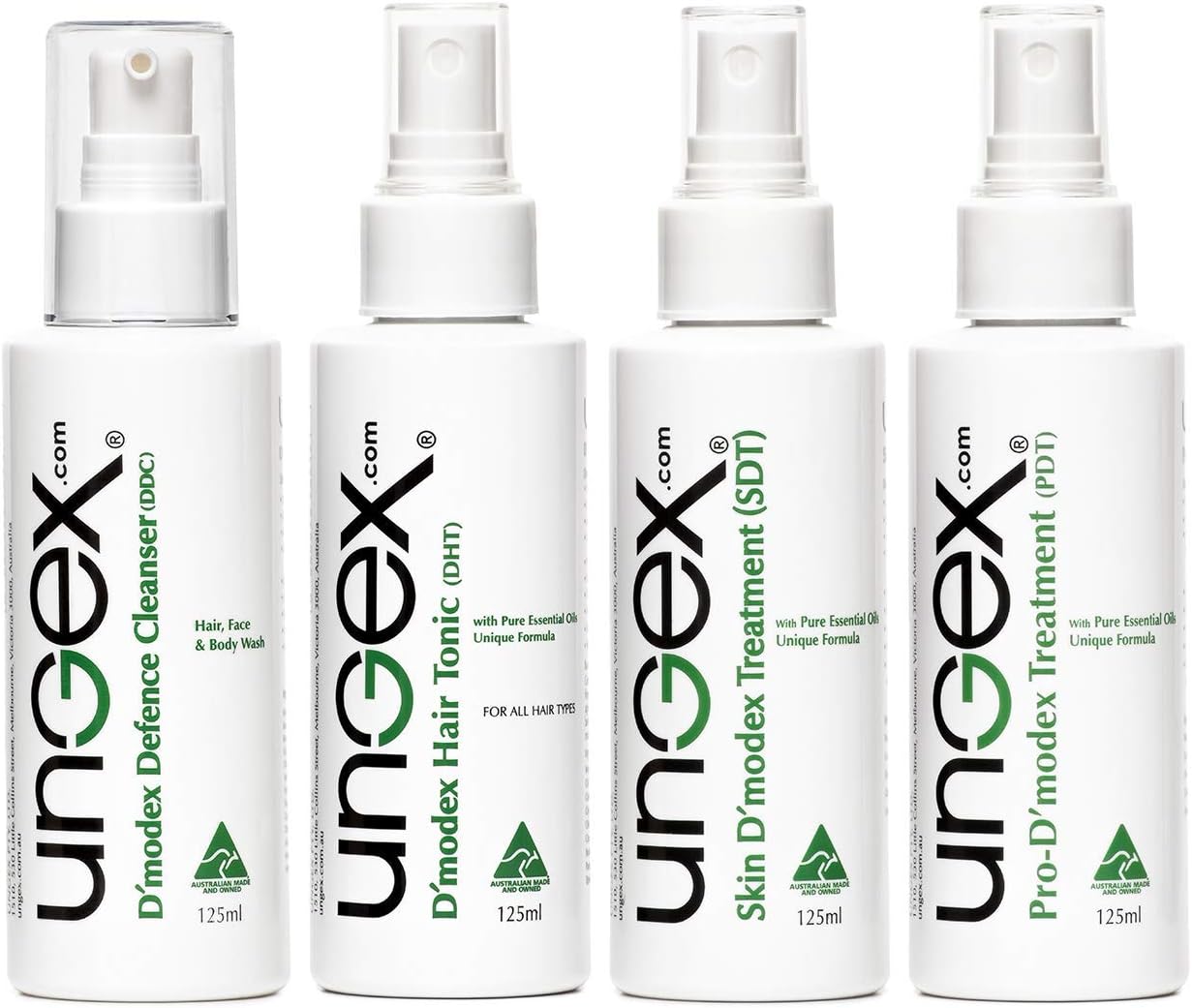 Ungex 4in1 Essential Kit | Complete 4 Step Face and Scalp Care | Cleansing Washes, Hair Tonic and Body Mist | Australian Made | EKA1
