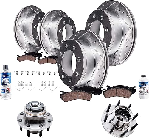 Miniatura 59 de Detroit Axle - Kit de freno delantero para Ford Explorer Mercury Mountaineer 2002-2005 Bujes de rodamiento de rueda perforados y ranurados rotores