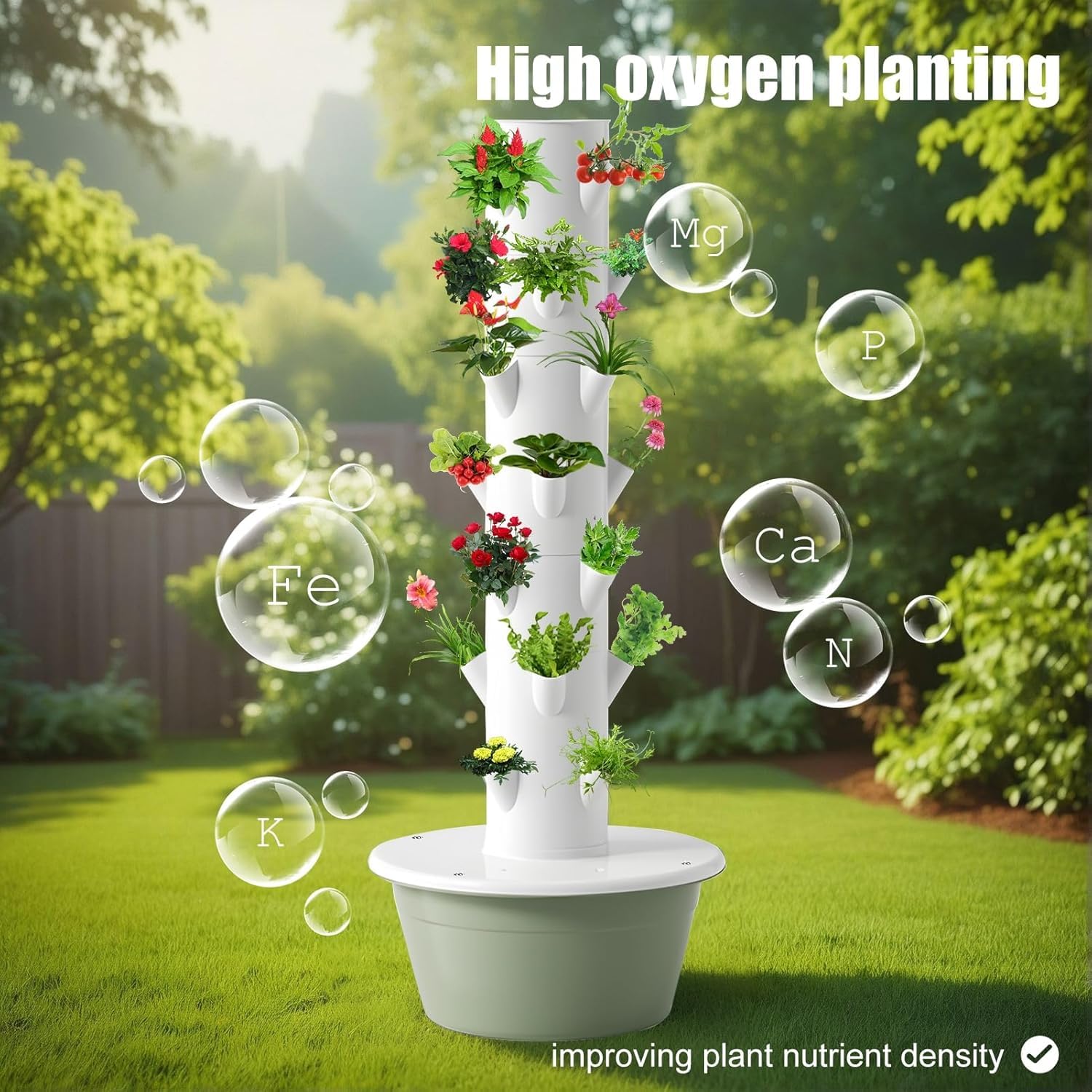 Torre idroponica, Sistema di Coltivazione idroponica da Giardino con 45 baccelli, Kit di Coltivazione aeroponica Garden Tower con Pompa e Serbatoio d'Acqua Mobile, per Giardinaggio