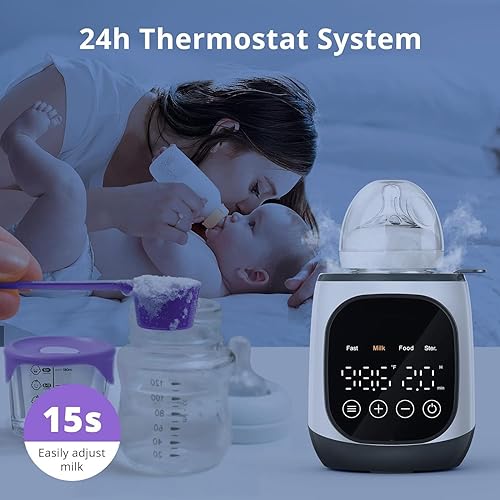 Miniatura 6 de Calentador de biberones rápido, sin BPA, con control inteligente de temperatura y pantalla LCD, calentador rápido de leche para bebés de 400 W,