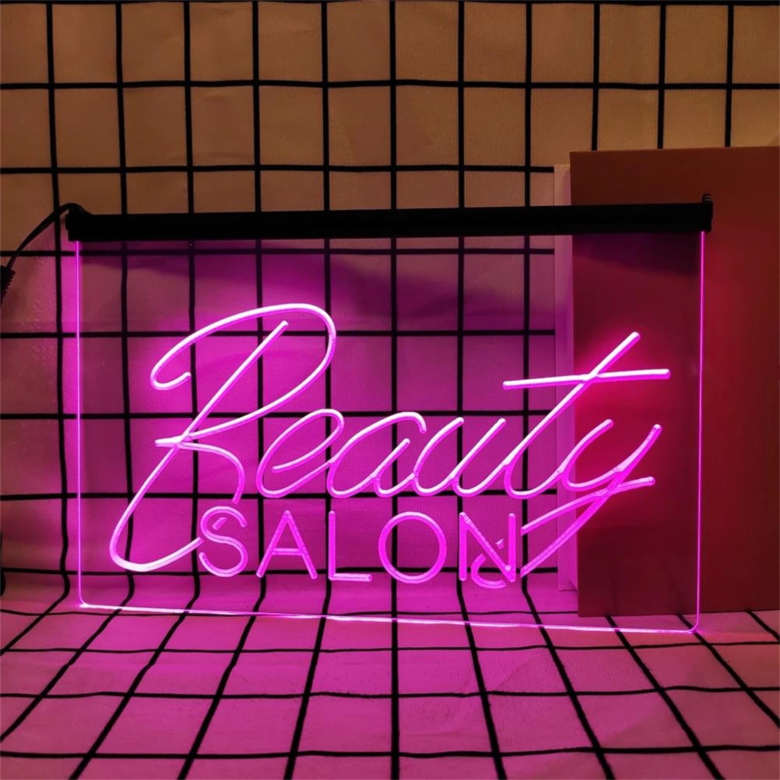 Beauty Salon Neonowy szyld do dekoracji ścian – ściemniane lampy LED USB do salonu urody (paznokcie, brwi, rzęsy),Pink,30x20cm