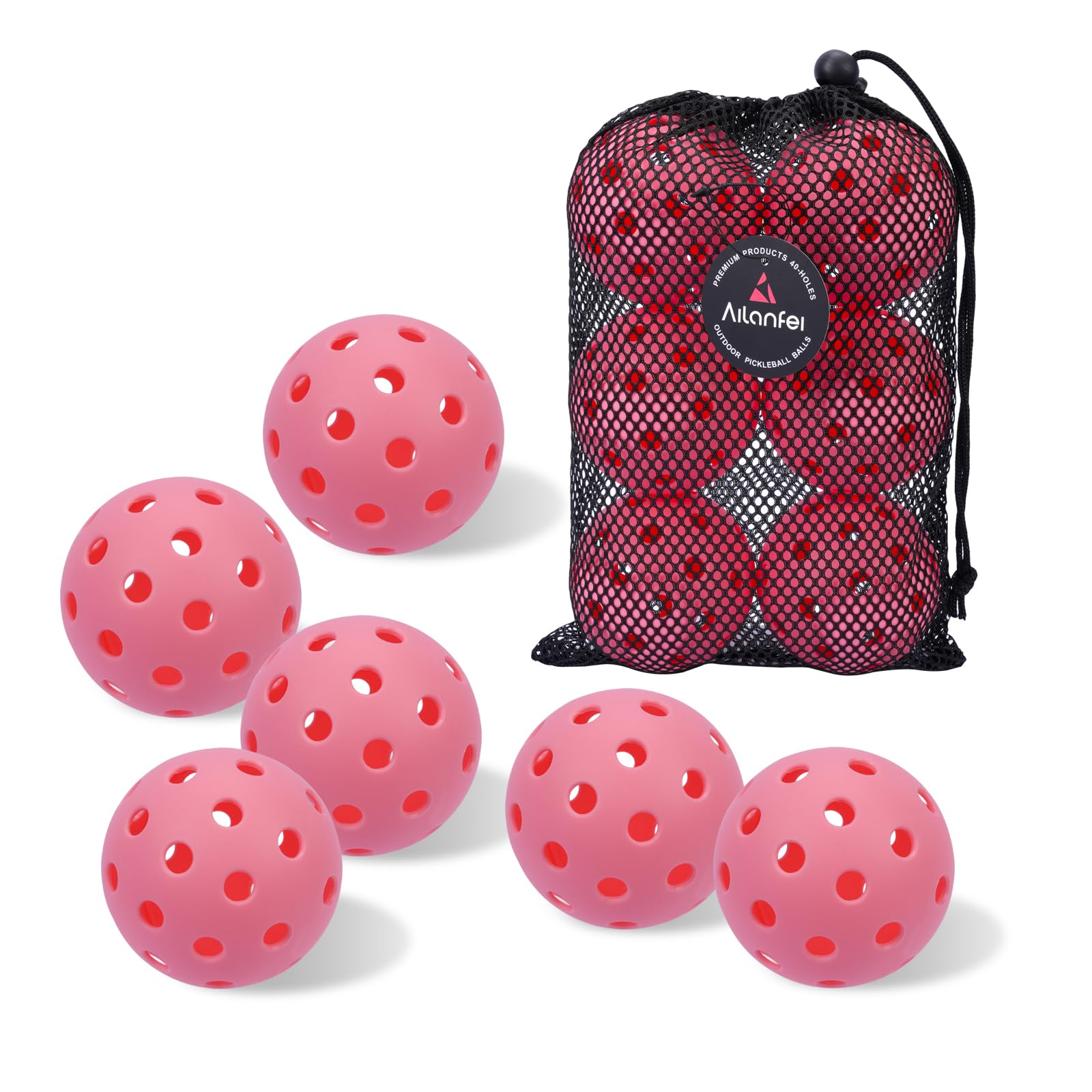 Pickleball Balls 6 Pack | 12 Pack- 40 Holes Outdoor Pickleball with Bag, Perfectly Balanced, High Bounce, Crack-Resistance，USAPA Standard - Multiple Colors
