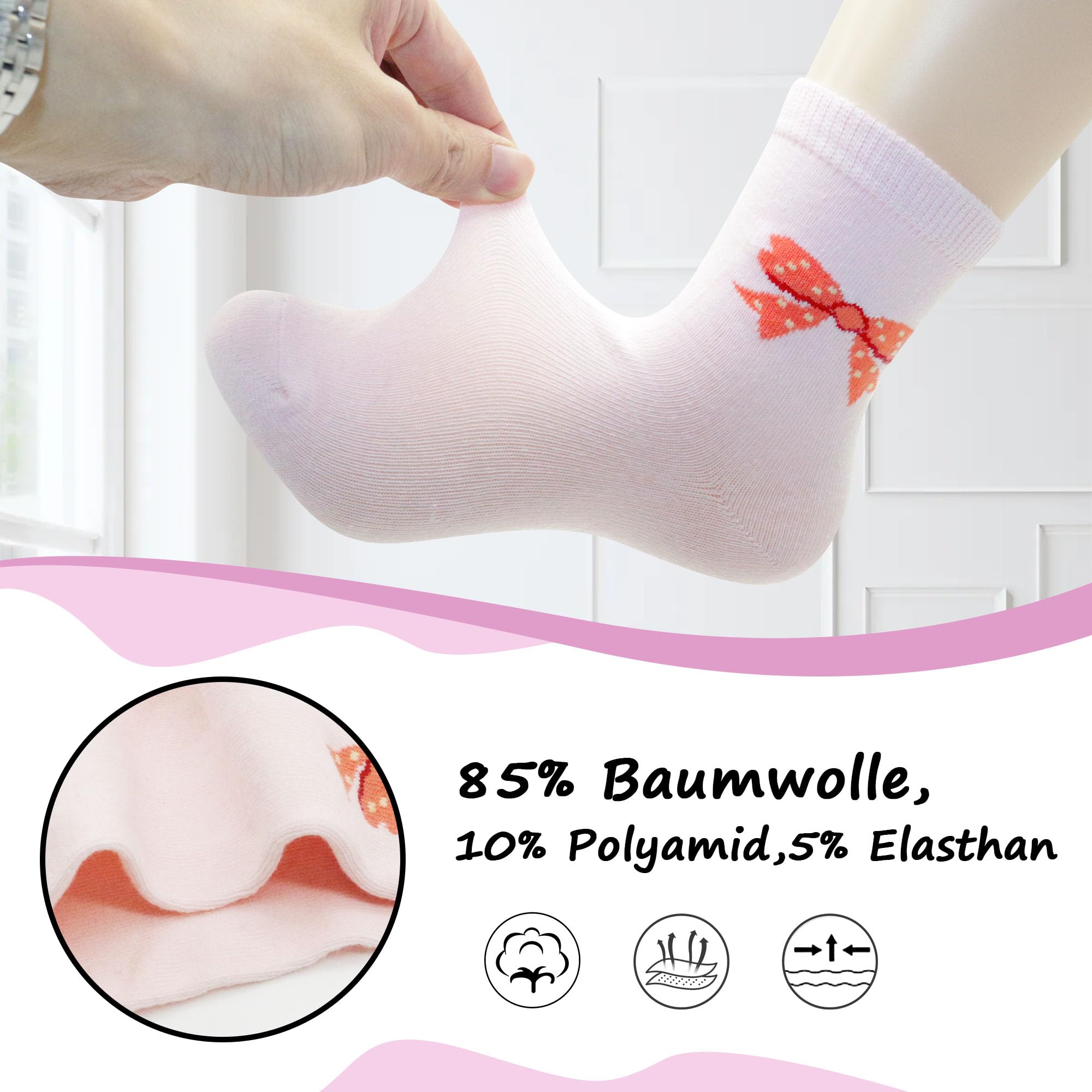 Chaussettes Enfants Filles Garçons en Coton Douces Cheville Coloré Sport