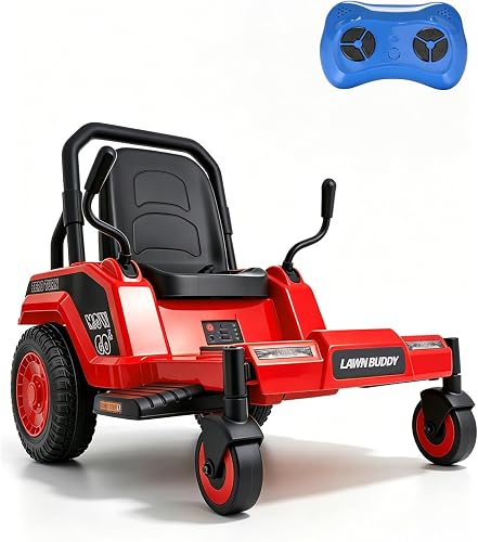 Blitzshark 24V Kids Zero Turn Mower Ride On,Soft Start & Smooth Stop, Red