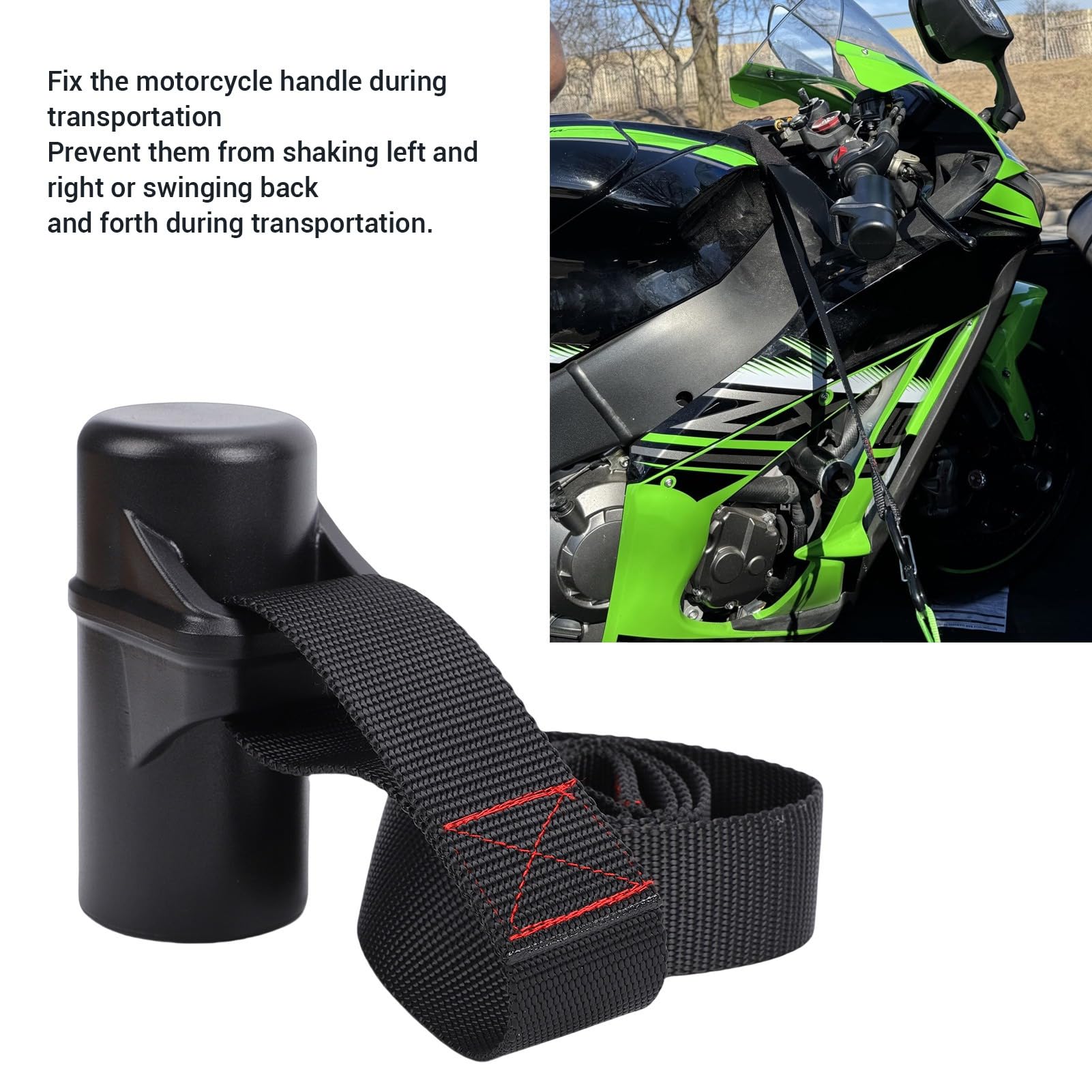 Cinghie di ancoraggio per manubrio moto, regolabili da 32 pollici nere | Cinghie per imbracatura per fissare il manubrio della moto durante il trasporto