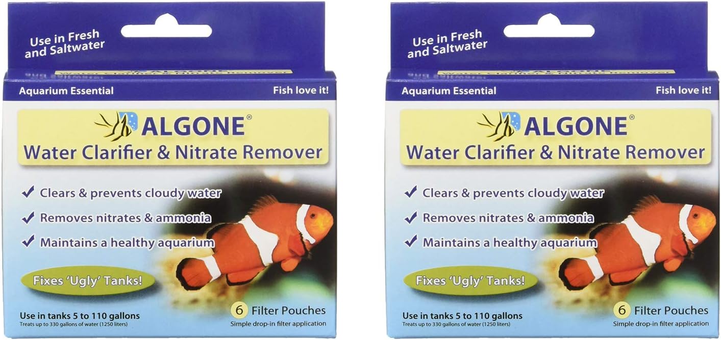 Algone Aquarium Water Clarifier and Nitrate Remover, 6 Filter Pouches