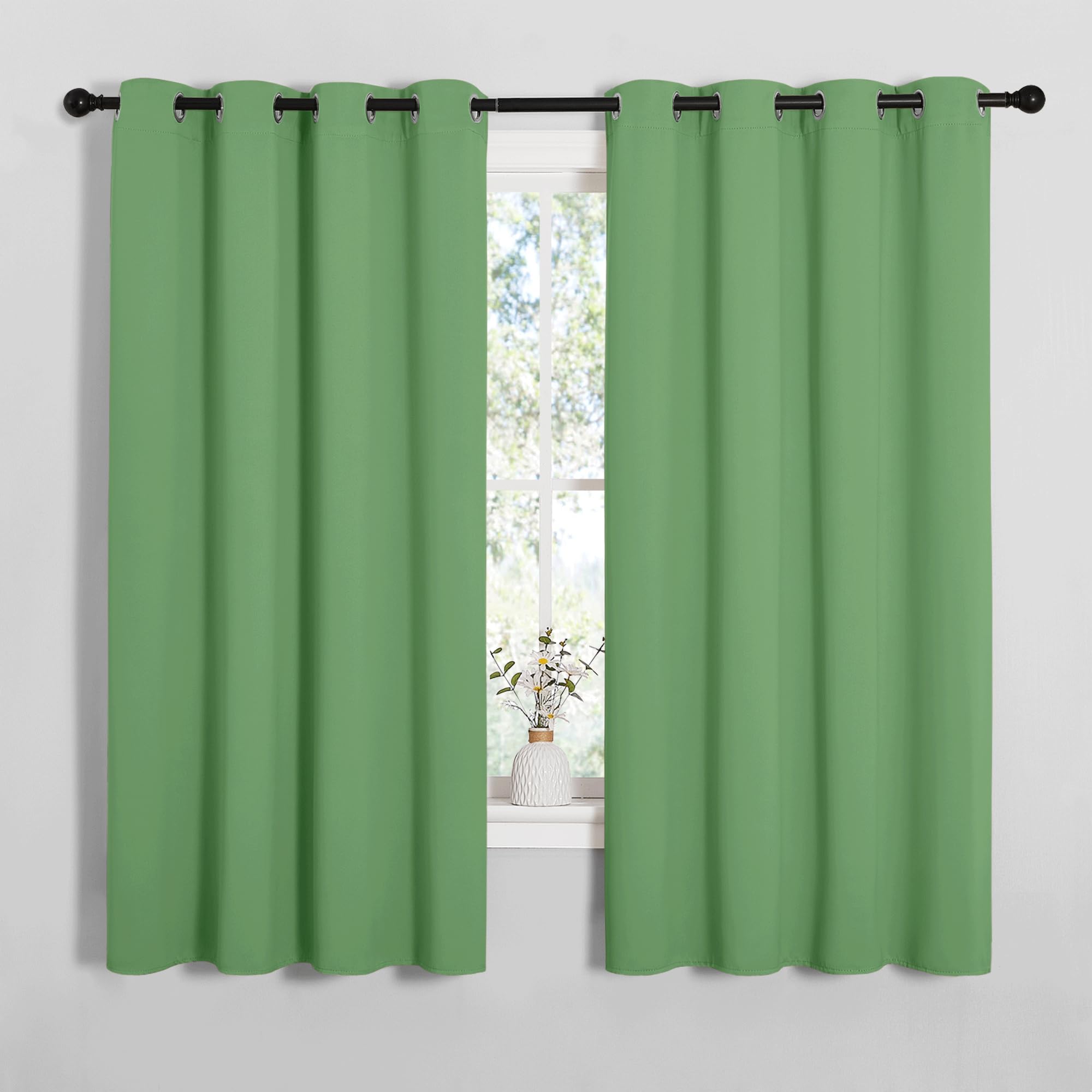 NICETOWN Froest Green Blackout Curtains 68 inches Length for Living Room, 2 Panels, 55" Wide, Thermal Insulated Decoration Drapes for Bedroom Window