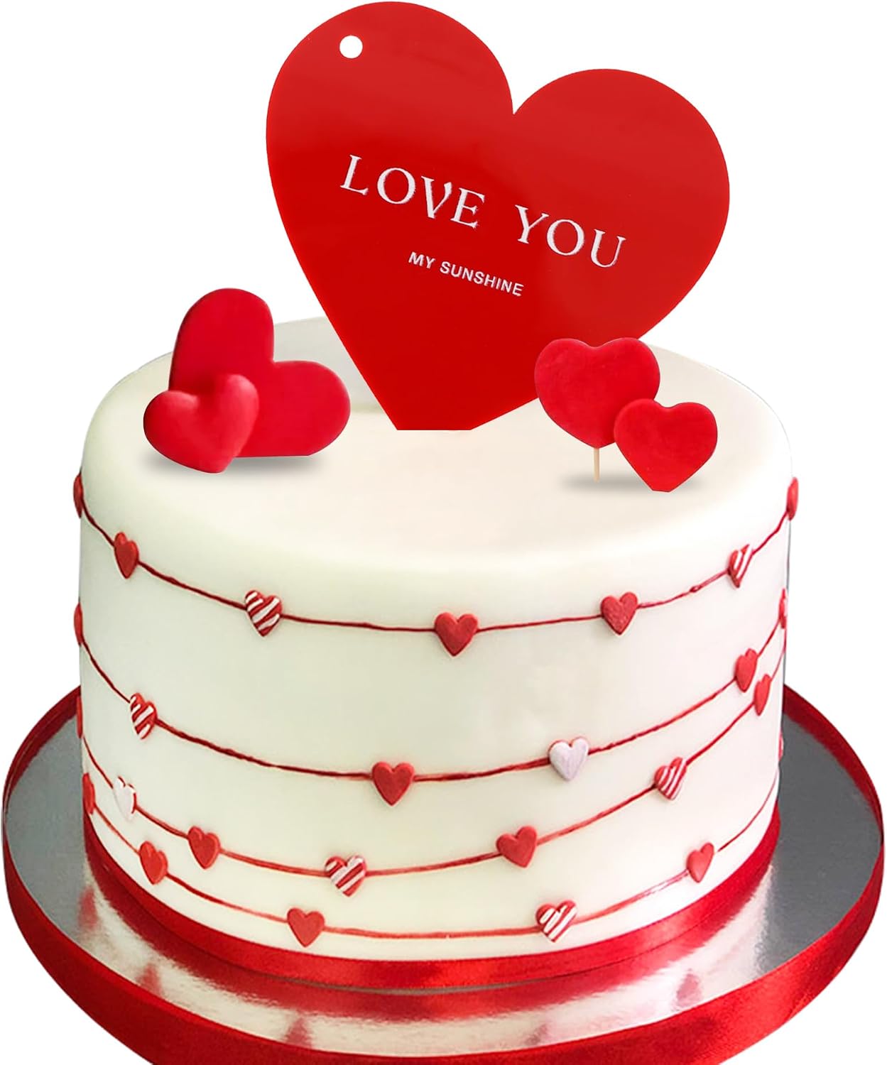 BEISHIDA I Love You Cake Topper Red Heart Acrylic Cake Decoration Sweet Heart I Love You Cake Picks Happy Valentine's Day Anniversary Mothers' Day Party Supplies for Wedding Anniversary Engagement
