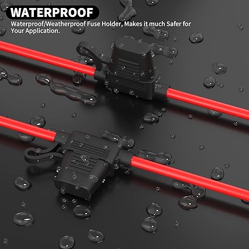 Miniatura 5 de DAIERTEK Soporte de fusible de calibre 10 de 12 V para fusibles de cuchilla ATCATO, portafusibles en línea con cables de 10 AWG, impermeable,