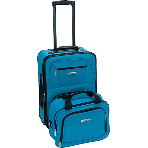 Rockland Fashion Softside Upright Luggage Set, Expandable, Wheel, Telescopic Handle,Turquoise, 2-Piece (14/19)