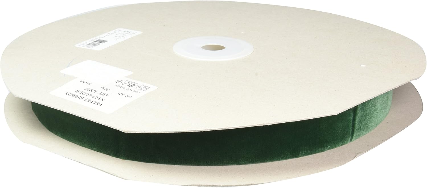 7333-9 1-1/2-Inch Velvet Nylon Fabric Ribbon, 54.7-Yard, Evergreen